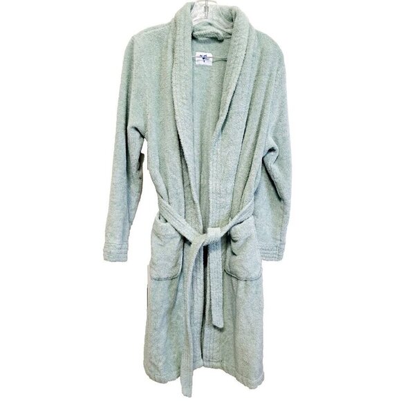 My Pillow Women's S Supima Cotton Pale Green Wrap Robe Belted - Picture 1 of 5
